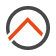 A black circular outline with a small gap at the bottom left, enclosing an orange upward-pointing chevron or triangle shape inside.