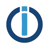 A blue circular icon with a vertical blue rectangle and a smaller blue line at the top center, resembling a stylized letter i inside the circle.