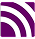 A purple square featuring three white curved lines, resembling radio waves or a wireless signal icon, extending from the bottom left corner to the top right.